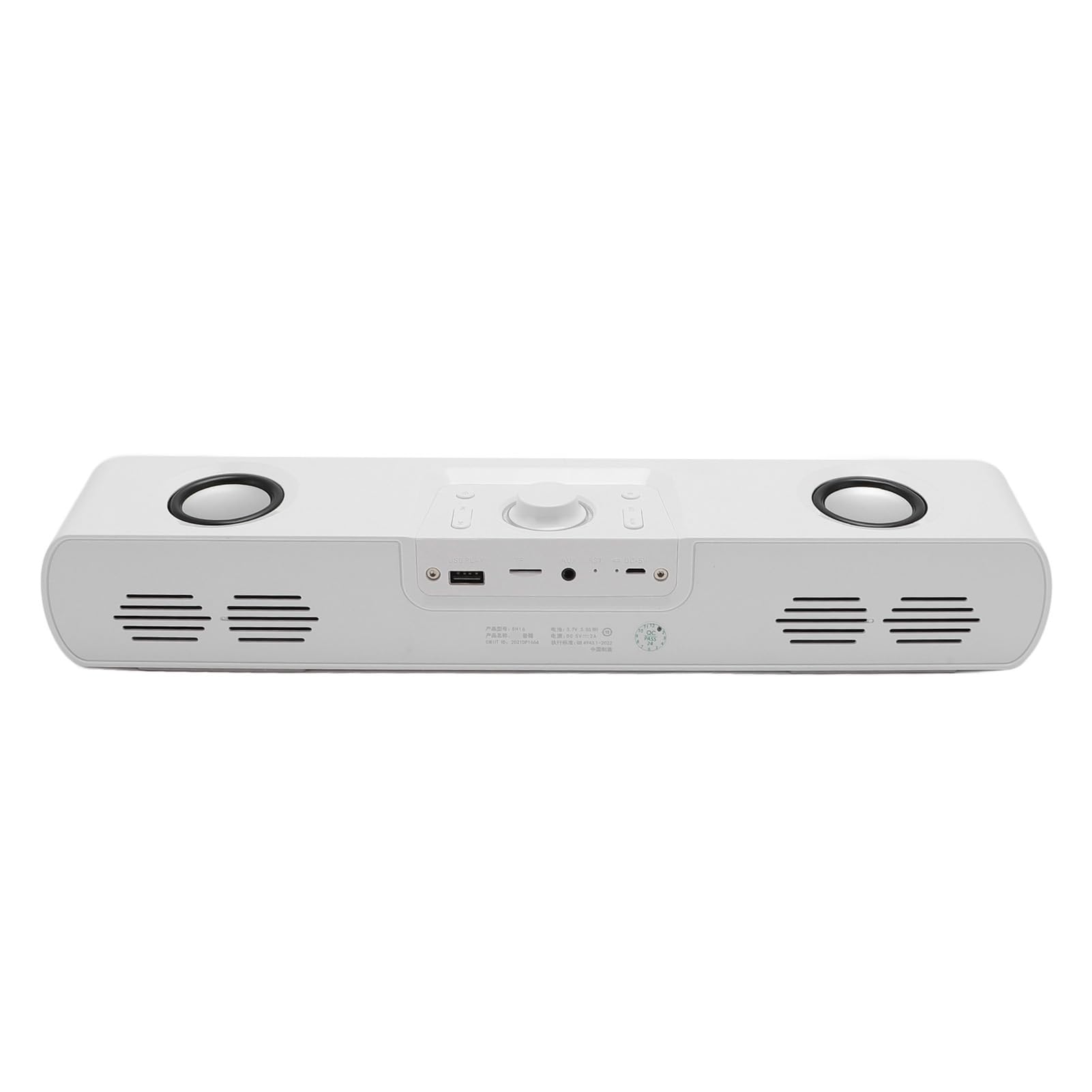 CCYLEZ Głośnik komputerowy Bluetooth, radio z budzikiem FM, z wyświetlaczem, wbudowanym subwooferem HiFi stereo, Bluetooth 5.3 i złączem USB, do komputera stacjonarnego, laptopa, wyświetlacza (biały)