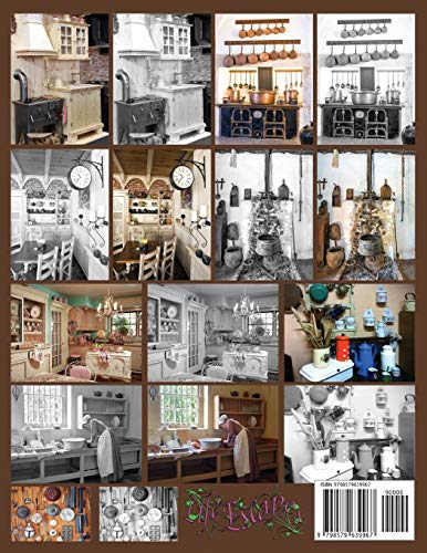 Adult Coloring Books Country Kitchens: Country Kitchens is a Life Escapes Grayscale Adult Coloring Book 48 grayscale coloring pages country kitchens, galley, kitchenette, pioneer kitchens, farmhouse - Image 2