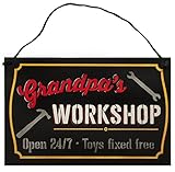 Grandfather's Workshop Sign by StudioR12 | 7.5' x 5'| for The Grandad who has Everything | Best Grandpa Gift from his Grandson or Granddaughter | Select Grandfather Title (Grandpa's Workshop)
