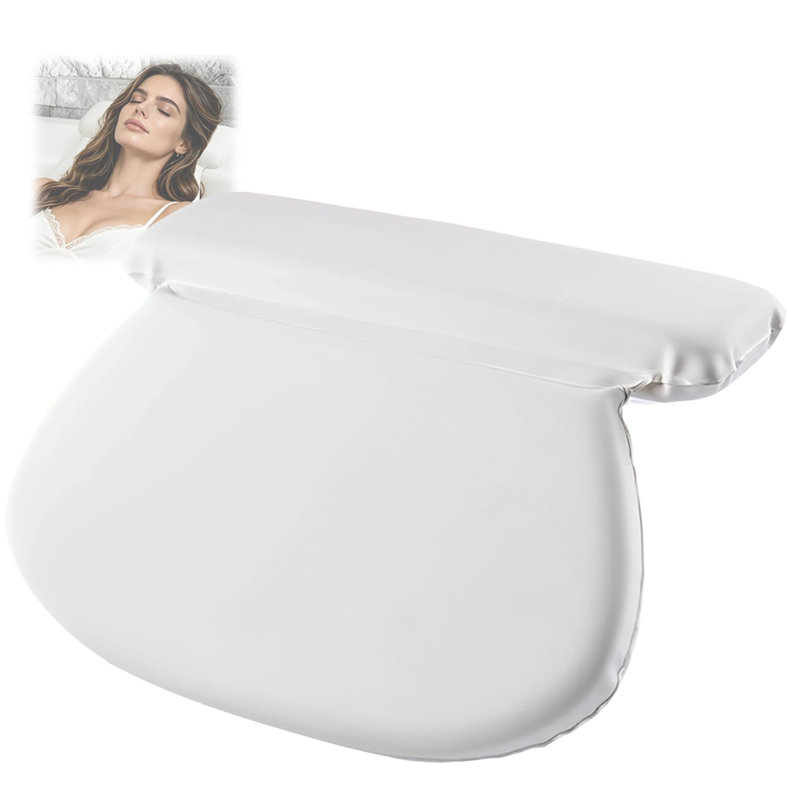 Bath Pillow, Bath Cushion for Head and Neck Support, Relaxation and Comfort in Bathtub, Ideal for Reading and Meditation, Compact White Design 35x30x4 cm ﻿