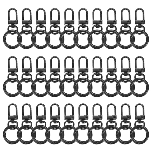 QUARKZMAN 30 mosquetones de langosta, llaveros, pinzas giratorias, aleación de zinc, llaveros coloridos, clips de clip, ganchos para manualidades, fabricación de joyas, color negro