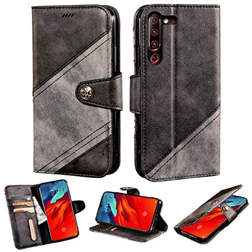 Oujietong PT Funda para Lenovo Z6 Pro L78051 Funda Flip Cuero de la PU+ Cover Case de Silicona Protección Fija 4