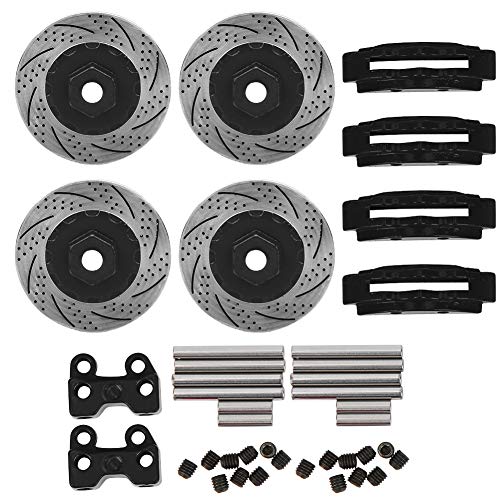 VGEBY RC Brake Disc, 4Pcs Lightweight Metal High Simulation 1:10 Scale Remote Control Vehicle Brake Disc Calipers Fit for 4 6 1/10 RC Toy Car(Black)