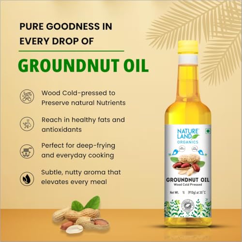 Image of Natureland Organics Groundnut Oil /Peanut Oil 1 Ltr - Cold Pressed (Pack of 3)