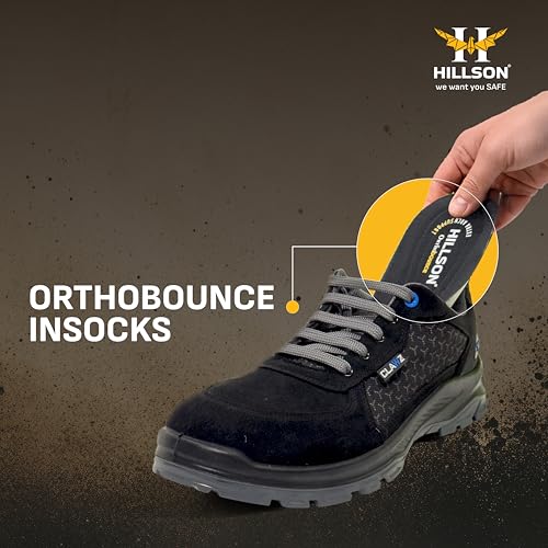 Image of Hillson Clawz Safety Shoe For Men CL-07 | Most Comfortable Industrial Footwear with Orthobounce In-Socks, Dual Density Sole, Steel Toe Protection, Heat, Water & Oil Resistant | Size 11 INDIA /UK