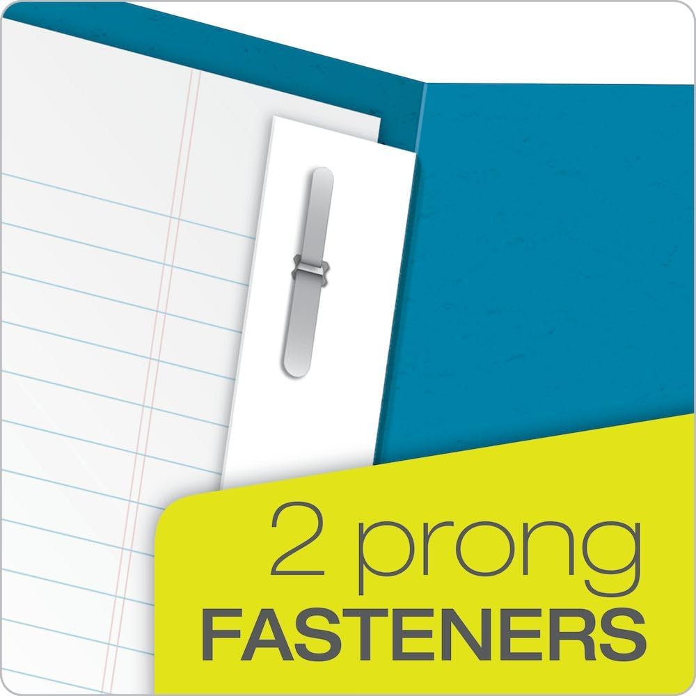 Oxford Two-Pocket Folders w/Fasteners, Light Blue, Letter Size, 25 per Box (57701)