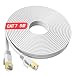 Produktbild Cat 7 LAN Kabel 5 meter Flach Netzwerkkabel 5m weiß, Gigabit High-speed Ethernet Kabel, 10Gbps 600Mhz Internet Kabel, RJ45 Connector Patchkabel, Schneller als Cat6 und Cat5e, Geboren für Spiele