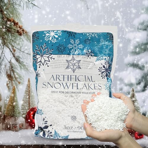LAMPHOME 2PACK Fake Snowflakes - Artificial Glittered Snowflakes for Christmas Decoration - Sprinkle Snow - Great for Village Displays and Crafts - Dry Plastic Glittered Snowflakes - 3 oz BagX2