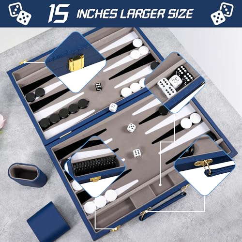 Froggod Backgammon de Viaje 15 Pulgadas Azul Oscuro miniatura 5