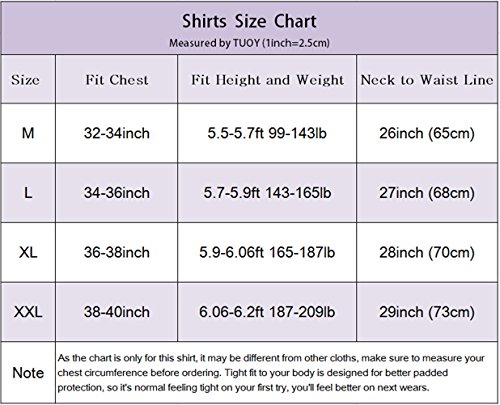 TUOY Padded Compression Shirt Long Sleeve Rib Chest Protector Protective Shirt - Thumbnail 7