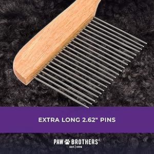 Ryans pet supplies paw brothers poodle comb brush for dogs professional grade wooden ergonomic handle stainless steel teeth dematting comb for dogs extra long teeth   cucciolini doodles