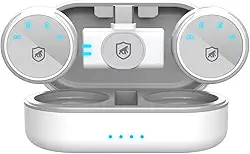 Gshield Microfone Profissional Sem Fio para Celular, com Lapela Magnética Dupla, Redução de Ruído e Captação Omnidirecional, Armor (Tipo C + Adaptador Lightning, Branco)
