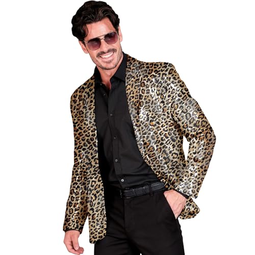 W WIDMANN MILANO Party Fashion - Party Fashion Jackett mit Pailletten für Herren, Disco Fever, Anzugjacke, Schlagermove, Animal Print
