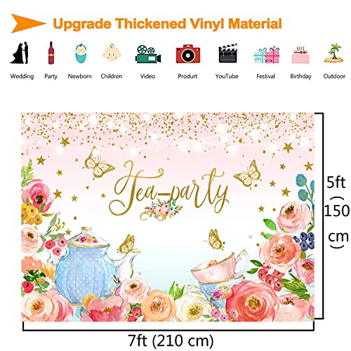 Fondo fotográfico floral rosa 7x5ft para fiesta té miniatura 5