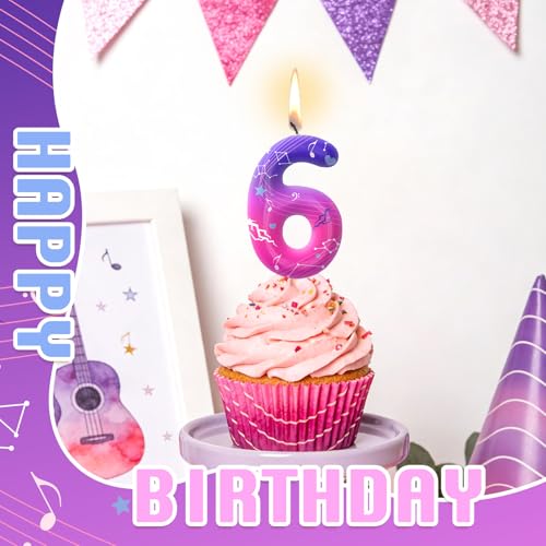 Image of Pink Purple Number 9 Birthday Candles, Cartoon Themed Cupcake Toppers for Boys Girls Cake Decorations, Cake Toppers, Birthday Decorations Party Supplies, Number Candles for Party Decor
