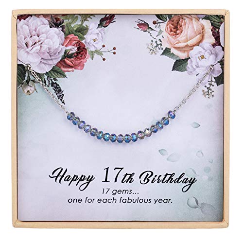 ESSIE ODILA Necklace for Birthday Women, 925 Sterling Silver Crystal Beads Birthday Necklace,Birthday Jewelry Gift for Women