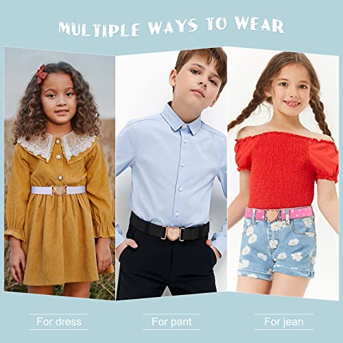 WHIPPY Kids Elastic Stretch Belts Adjustable Heart-Shaped Toddler Cowgirl Waist Belt for Boys Girls Dresses3