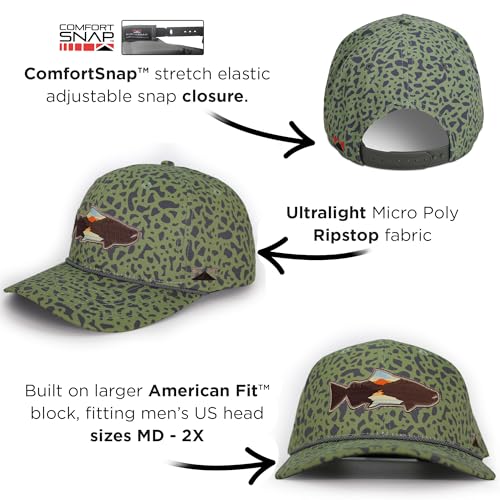 Image of Paramount Outdoors Sunset Trout Fishing Hat Mountain Fish Silhouette Performance Outdoor Hat with Comfort Snapback