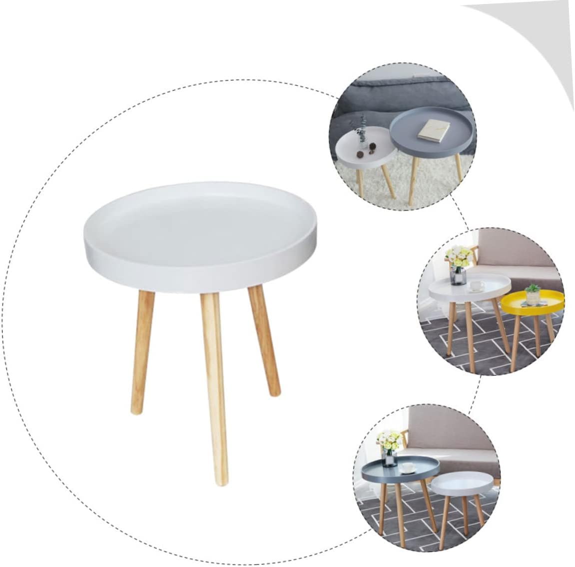 BESTOYARD Nordic Side Table for Sofa Minimalist Bedside Storage Rack Corner Table for Living Room and Bedroom Smooth Design