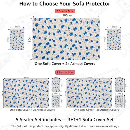 Image of Lukzer 5 Seater Sofa Cover Quilted Reversible WaveEdge Ultrasonic Cut Sofa Mat with Back and Hand Rest Covers - Ikat Rose | Washable 3+1+1 Seat Sofa Throw for Modern Living Room /SC-203-05WB