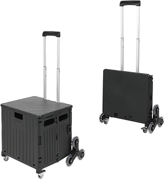 Folding Carry Cart, Shopping Cart, Container Carrier, 3 Wheel Carry Cart, Easy on Steps and Level Differences, Load Capacity 110.2 lbs 50 kg, 16.9 gal 65 L, Lightweight, Dolly, Silent