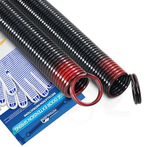 YoTooLGDS Pair of 150 lbs Heavy Duty Garage Door Extension Springs Stretch Springs, 25” Long, Double Loop Ends, High Precision Electrophoresis Black Coated,MIN 16,000 Cycles,for 7ft High Garage Doors