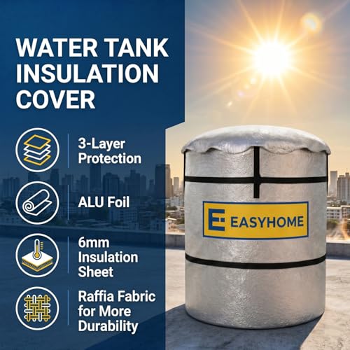 Image of EASYHOME 3-Layer Insulated Heavy Duty Water Tank Cover (1000 Litre) - 6 mm Korean Insulated Sheet, UV & Weather Protection, Heat Resistant for Overhead Water Tanks