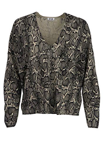 Drykorn Langarm Pullover Simony V-Ausschnitt Cropped Reptil schwarz Größe...