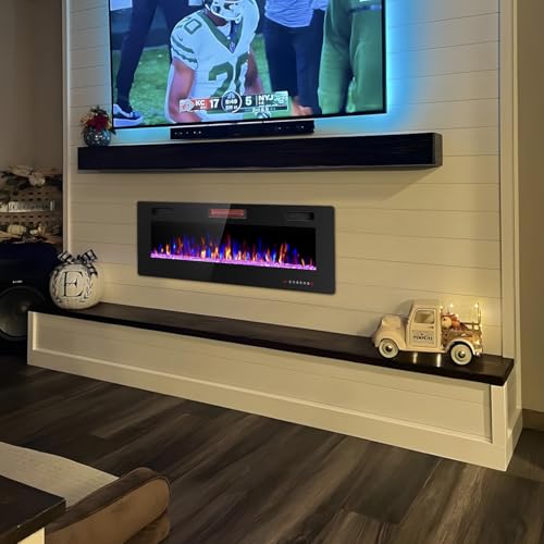 Image of Electactic 50-Inch Electric Fireplace, 12 Flame Colors, Remote Control