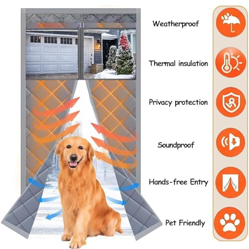 Rideau de porte isolant thermique magnétique café W85xH200cm pour entrée