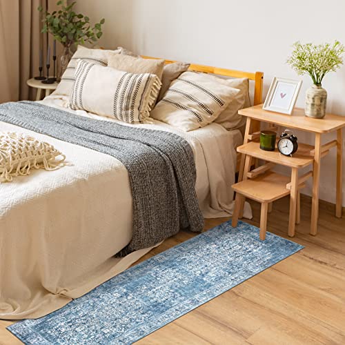 Matbar Boho Hallway Runner Rug Non Slip 2X6 Kitchen Runner Rug Machine Washable Blue Heavily Soft Laundry Room Rugs And Mats Large Indoor Runner Rugs For Entryway Bathroom Bedroom #TOP5