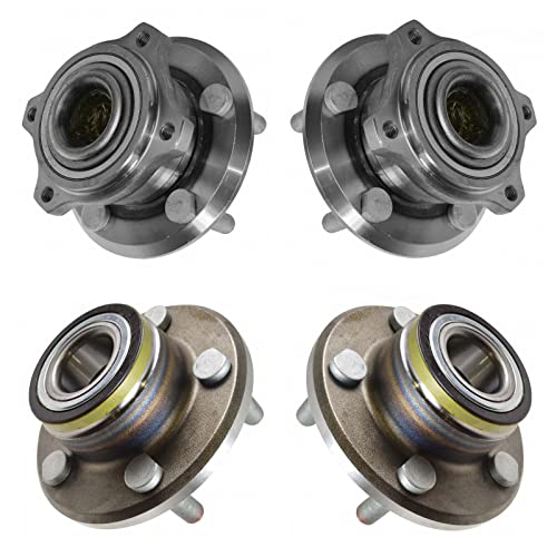Image of TRQ 2 Piece Front Rear Wheel Bearing & Hub Assembly Set Compatible with 2005-2009 Chrysler 300 2006-2009 Dodge Charger 2005-2008 Magnum