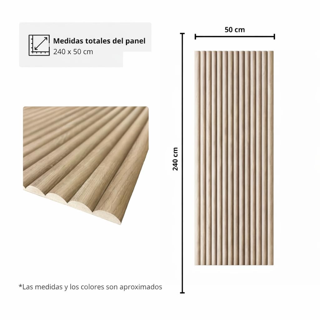 Masquepack – Set x2 Paneles Acústicos Decorativos de Madera Flexible - Paneles Decorativos para Pared, Absorción de Sonido y Diseño Moderno (Nogal Flex/Fieltro Negro, Set x2-240x50)