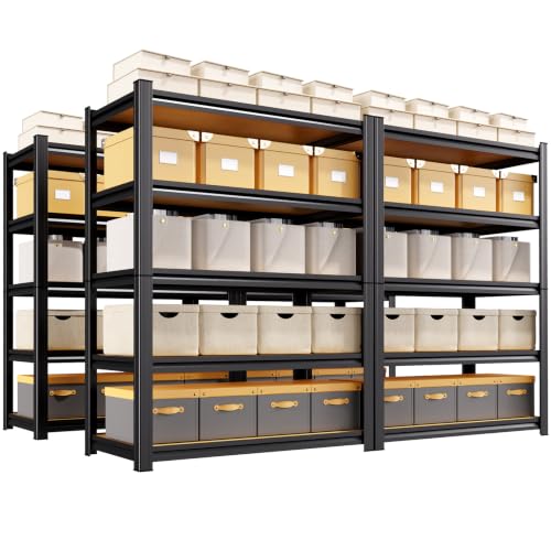 Image of Set of 4 Garage Shelving 5 Tier Storage Shelves,Adjustable Heavy Duty Metal Shelving Unit and Storage Large Rack,Utility Steel Shelf for Shop Warehouse Industrial Pantry 71 inchx35 inchx16 inch