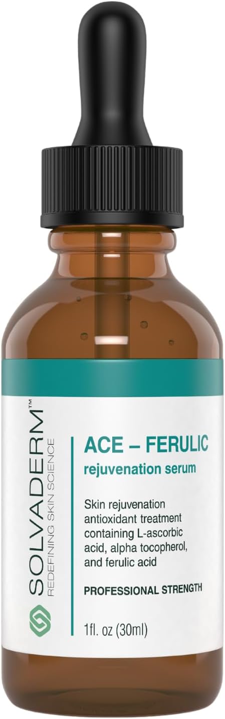 Solvaderm Ace-Ferulic Antioxidant Serum โ Vitamin A, C, E + Ferulic Acid โ Fights Free Radicals, Improves Skin Tone, Reduces Wrinkles โ Anti-Aging, Hydrating Serum for All Skin Types