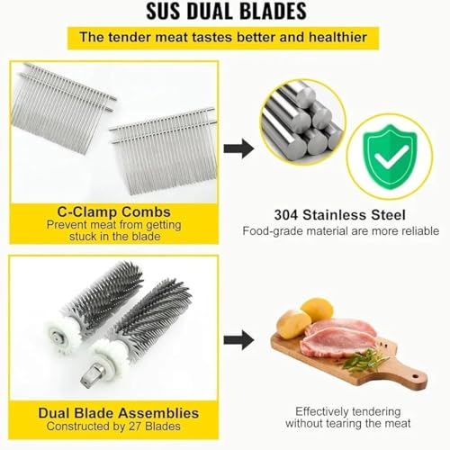 Ablandador manual de carne resistente para cerdo, carne de res y cordero, perfecto para marinar y uso profesional en la cocina, ideal para cocineros caseros y chefs