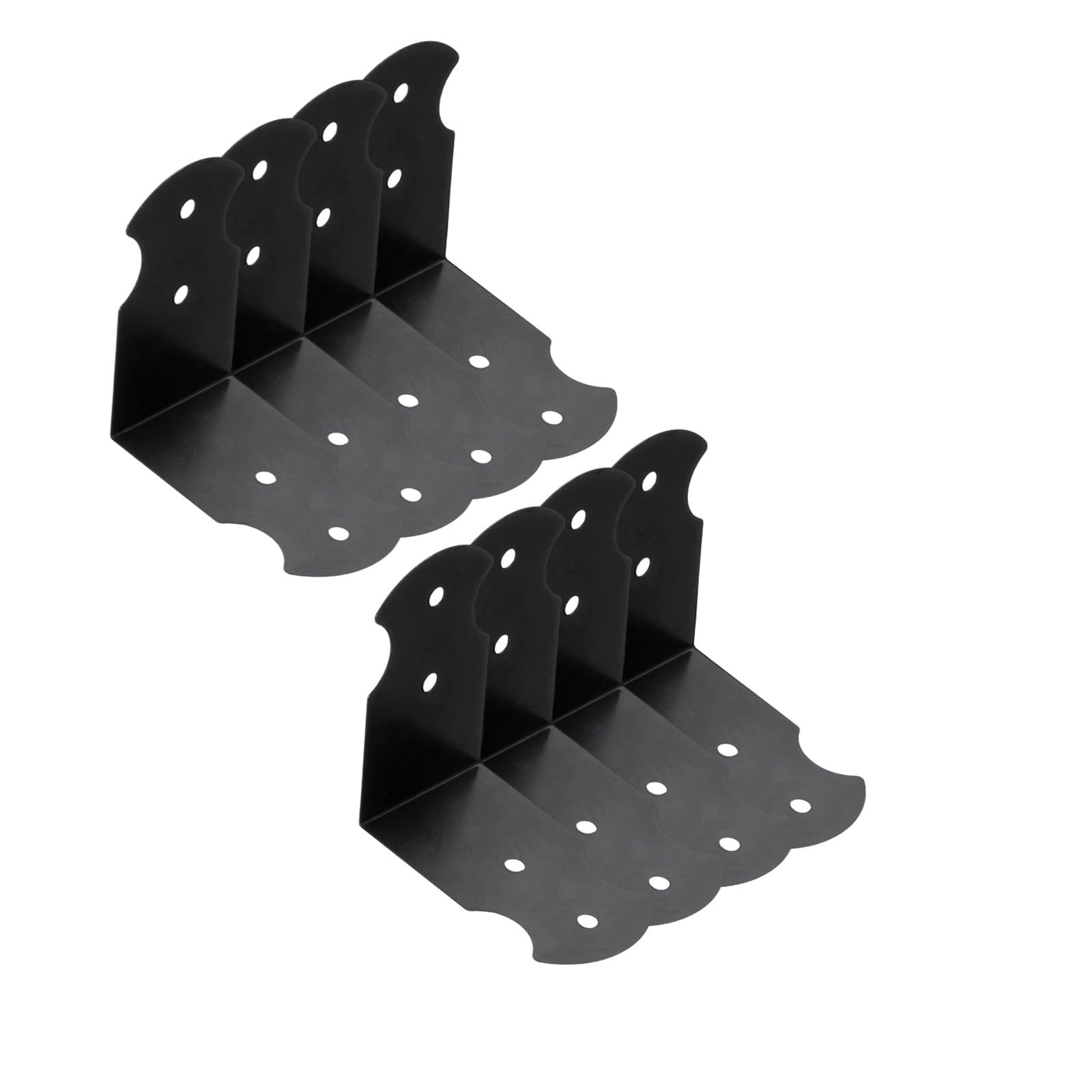 sourcing map 8 Pcs Decorative Corner Brackets, 1.7"x1.7"x1" Right Angle Brackets Metal Corner Protector with 32 Studs for Case Box Wooden Cabinets (Black, l Shape)