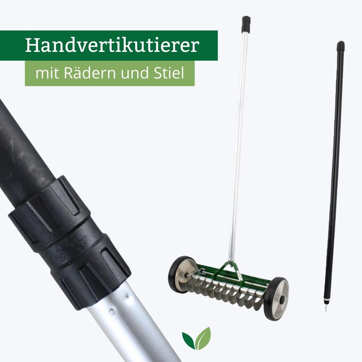 Rekord - Handvertikutierer 32 cm - Stahl Rasenlüfter mit 180 cm Alustiel