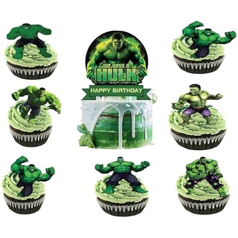 ZGYDNM 25pcs Hulk Cake Toppers Cupcake Toppers Cake Decorations,Hulk Birthday Party Supplies Decorations (4) Cover