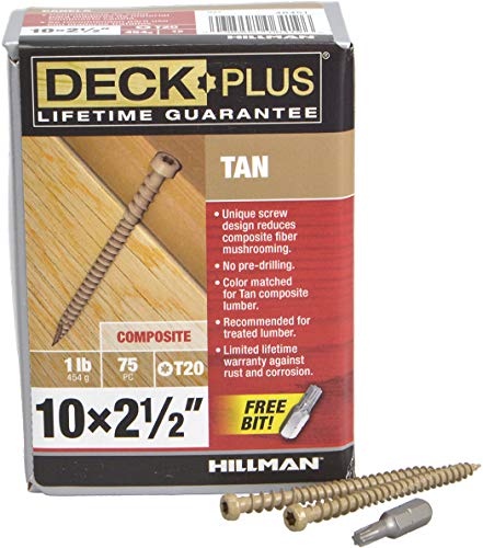 Deck Plus Tan Star-Drive Composite Deck Screws #10 x 2-1/2", 75 Pack miniatura 2