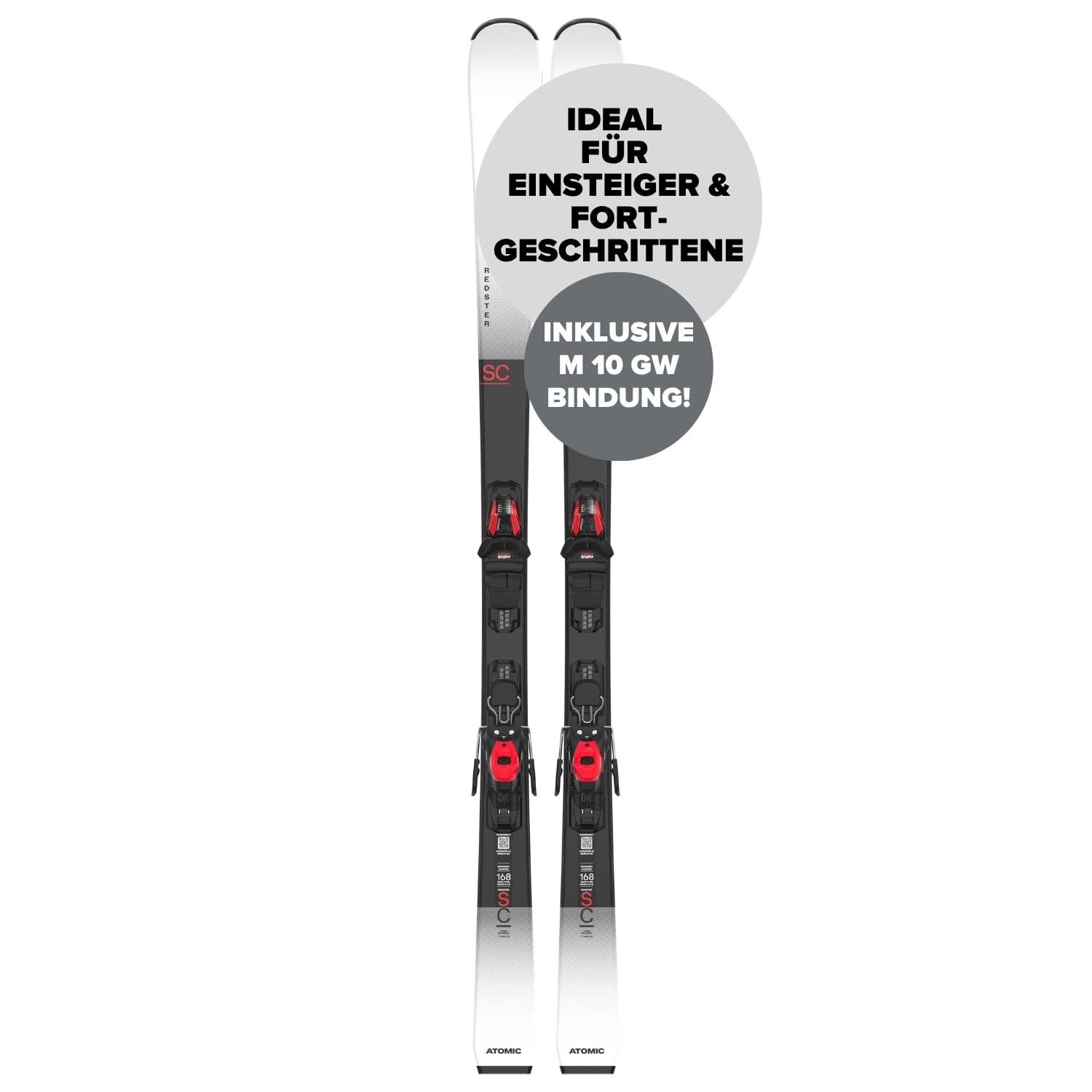 ATOMIC REDSTER SC + M 10 GW Ski - Länge 168 cm - Skier für Damen & Herren - Hochwertige Ski mit TI Stabilizer für hohe Wendigkeit - Mit Densolite Core für optimale Dämpfung
