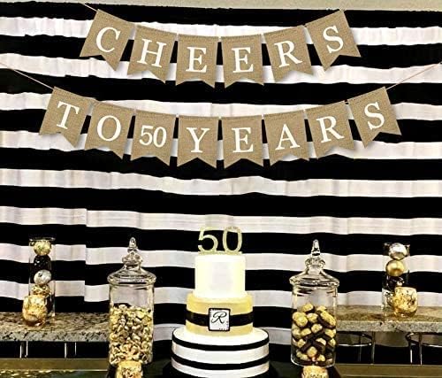 Miniatura 2 de CRAWPROP Guirnalda de banderines para fiesta de 50 años, decoración de guirnalda de banderines para exteriores