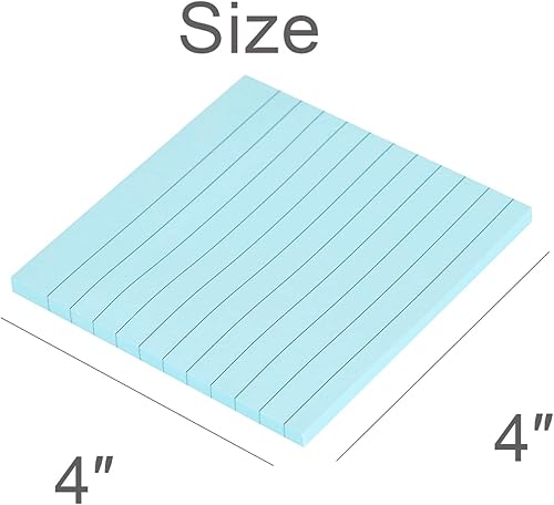 Miniatura 2 de Vanpad Notas adhesivas forradas de 4 x 4 pulgadas, almohadillas autoadhesivas a rayas azul claro, fáciles de publicar para el hogar, oficina,
