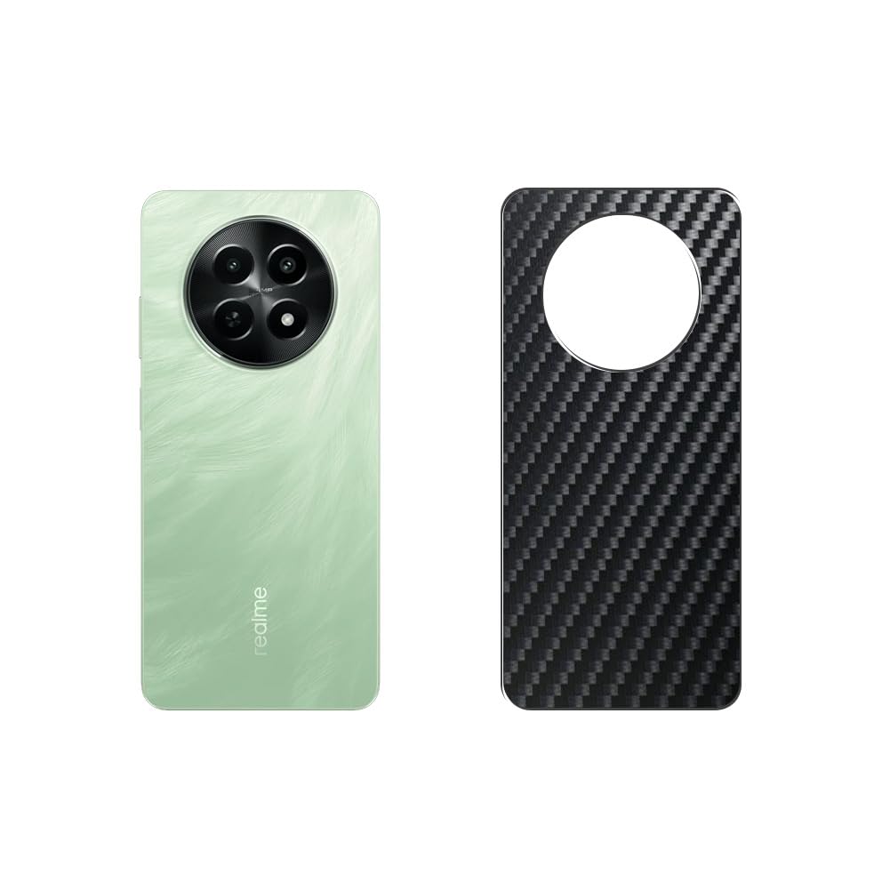 Puccy 2 Pack Back Protector Film, compatible with REALME C65 Black Carbon Fiber Guard Cover Skin （ Not Tempered Glass Front Screen Protectors ）