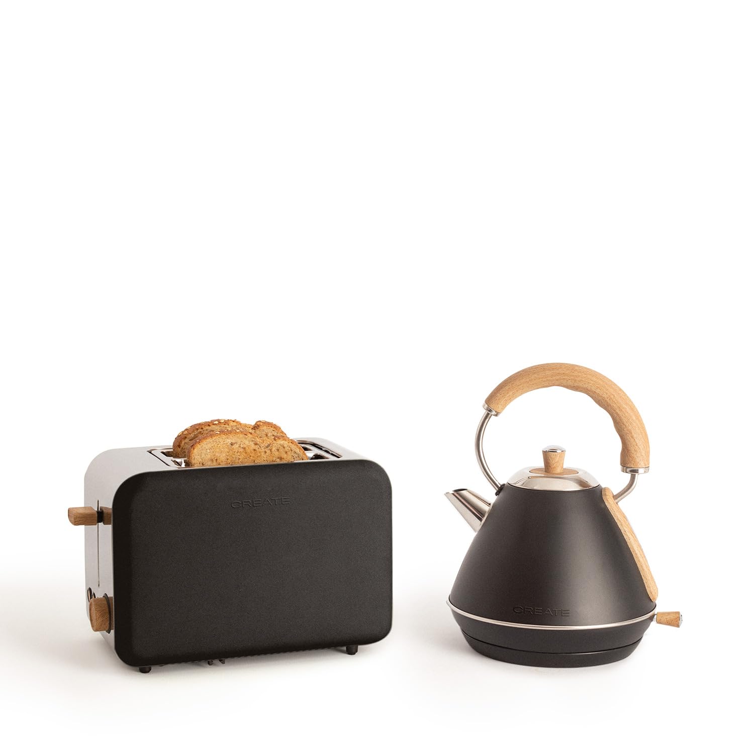 Toaster Retro Schwarz + Wasserkocher Retro Schwarz 1L Set