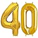 Produktbild FUNXGO XXL Folienballon Zahl [ca.100cm], DeaGO Gold Luftballon Zahlen für Geburtstag Jubiläum & Party Geschenk partydeko Folienballon Zahlen Luftballons Happy Birthday (Gold [40])