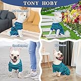 TONY HOBY Shirts für Hunde,Hundeschlafanzug mit Gestreiften und 4 Beinen Weich und Atmungsaktives Hund Tshirt Hunde Kleidung für Kleine Mittel Große Hunde (Jungen-Blau, S)