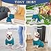 TONY HOBY Shirts für Hunde,Hundeschlafanzug mit Gestreiften und 4 Beinen Weich und Atmungsaktives Hund Tshirt Hunde Kleidung für Kleine Mittel Große Hunde (Jungen-Blau, S)