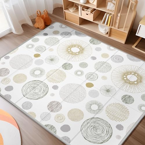 Image of Piglog Extra Large Play Mat for Baby, 0.8 Inch Thick BPA Free, Reversible Foldable Baby Play Mat, 79" x71" Waterproof Foam Floor Baby Crawling Mat, Portable Playmat for Infants, Toddler, Kids, Circle