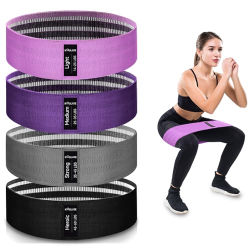 Image of Exercise Bands, 3 Levels Fabric Resistance Bands for Working Out, Workout Bands Resistance for Women & Men, Multi-Colored Fabric Booty Bands for Leg Strength Training, Rehab, Yoga